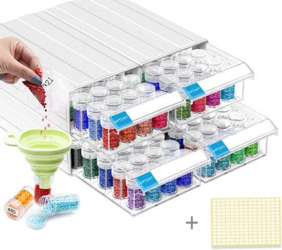 Bead box - Diamond Painting Luxury Storage Box - 128 brickor - 4 lådor