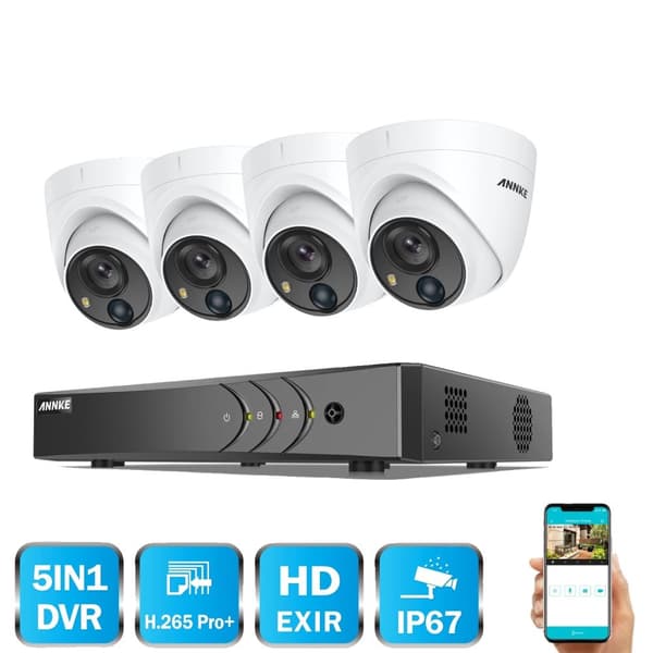 Sikkerhedskamera system, 5MP opløsning, H265+ komprimering, Ingen