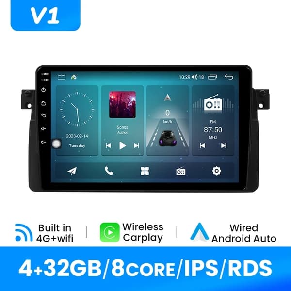 Carplay-autoradio, langaton, monimedia, V1 (4G 32G) OBD CAM