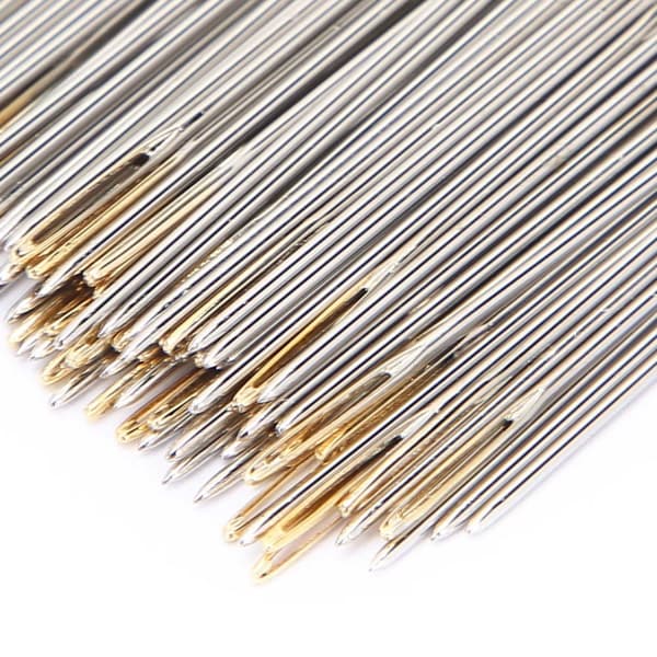 100stk korsstingsnåle metal store øjne syning broderi med opbevaringsboks 24#