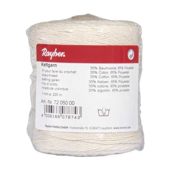 Virktråd - Rayher - 1mm ø - Vit - 220m - 65% polyester, 35% bomull