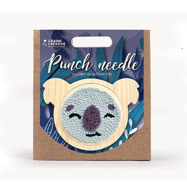 Kit Punch Needle - GRAINE CREATIVE - Koala - Tambour 150mm - Nål ingår - Varierade trådar