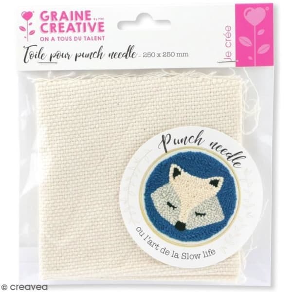 Punch Needle Tyg - Graine Créative - Ecru - 25 x 25 cm - Solid - Förskuren