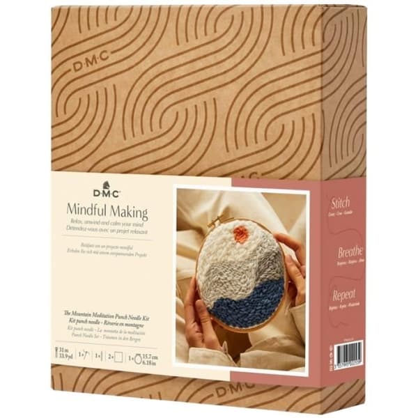 DIY Kit Punch Needle Mindful DMC - Dagdrömma i bergen - Ø 15 cm