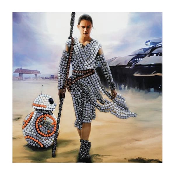 Diamantmålningssats - Star Wars Rey-kort - 18 x 18 cm