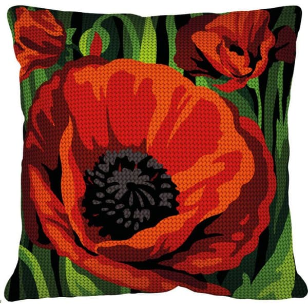 Poppy Cross Stitch Cushion Kit