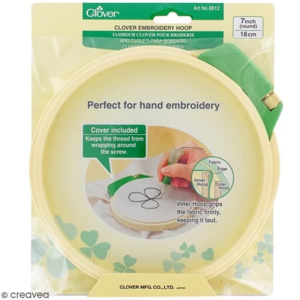Klöver broderibåge - 18 cm - Broderiram i plast