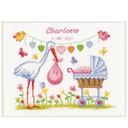 Korsstygnssats Birth Stork