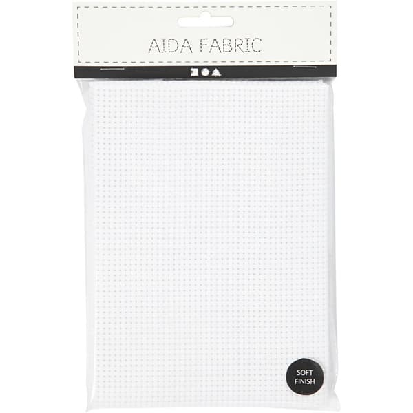 Aidaväv till broderi - 50x50 cm - Vit - 35 rutor per 10 cm