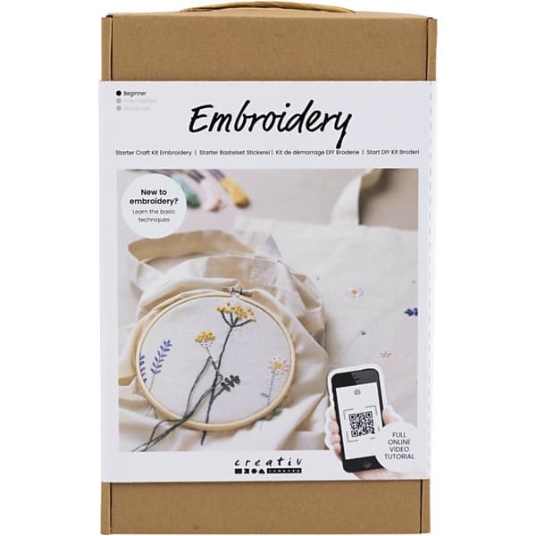 Pysselkit DIY Broderi - Blommor på Textilkasse