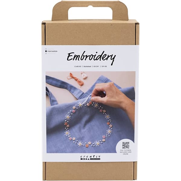DIY Pysselkit för broderi - Duvblå Tote Bag