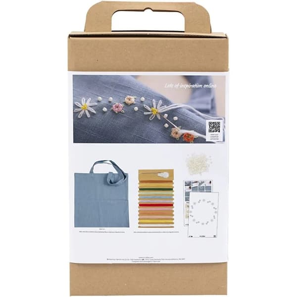DIY Pysselkit för broderi - Duvblå Tote Bag