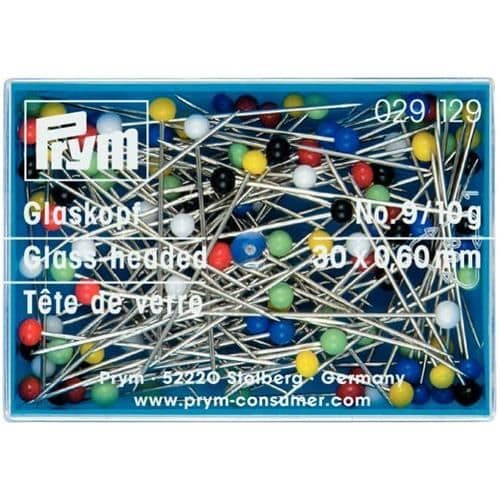 Färgade glashuvudstift nr 9 - 30 mm