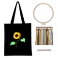 Miniatyrbillede 1 af 2: Broderikit, inkluderer sort canvas tote bag, tre unikke mønstre,Solblomst