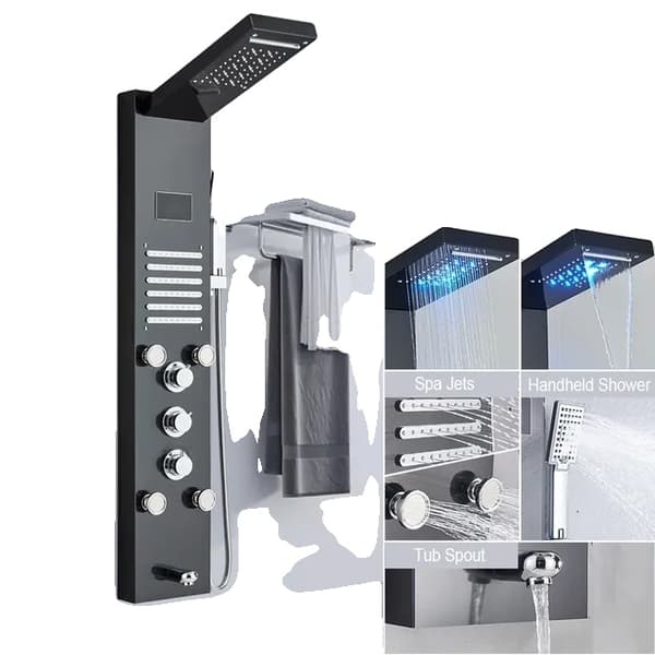 LED Duschpanel, Vattenfall Regn, Digital Display black 8004