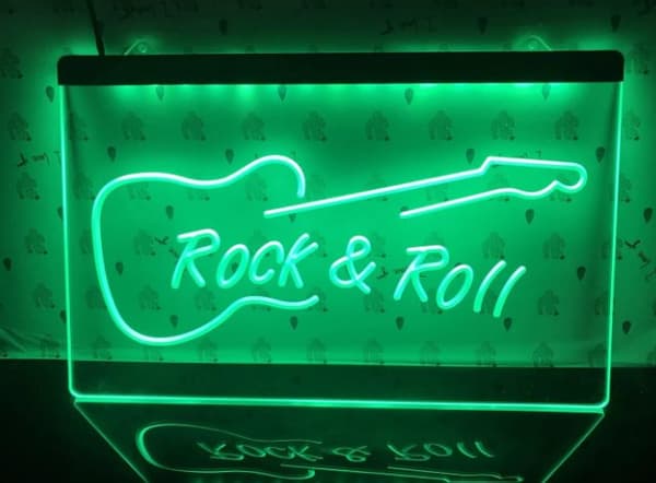 ROCK & ROLL BAR NEON LJUS LIGHT SKYLT SIGN NR - Grön