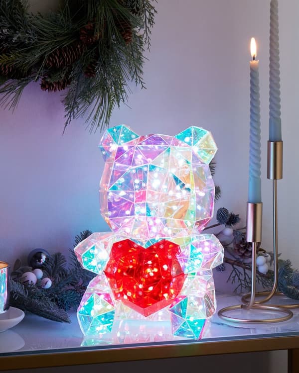 Smart LED-dekorasjon Flerfarget bamse iriserende holografisk RGB med app USB-pulverisert