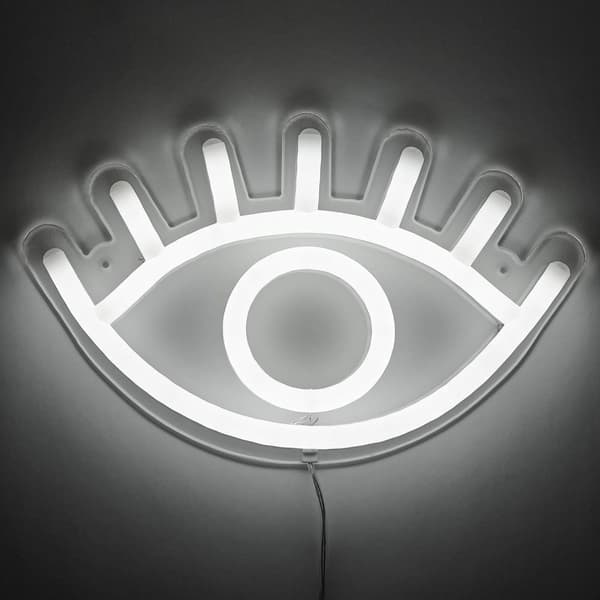 Amped&Co Eye LED-neonvalo - Seinään ripustettava huonesisustus, 2 m kirkas johto On/Off-kytkimellä, kodin sisustus LED-valokyltit ainutlaatuisiin