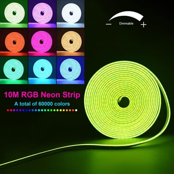 RGB Neon LED-valosarja – Joustava IP65 vedenkestävä LED-neonlamppu sisä- ja ulkokäyttöön, sovelluksella ja kaukosäätimellä, useita valotiloja