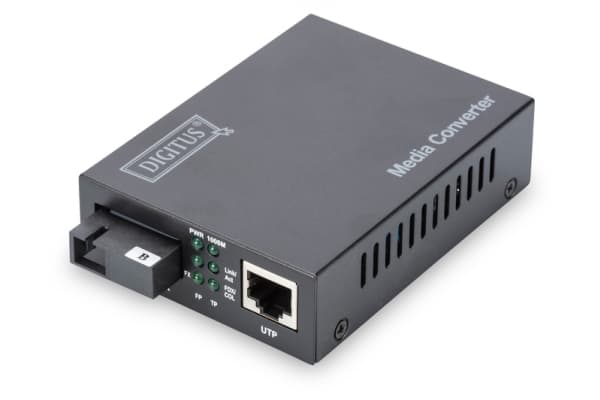 DIGITUS Professional DN-82123 - Fibermedieomformer - 1GbE - 10Base-T, 1000Base-LX, 100Base-TX, 1000Base-T - RJ-45 / SC-enkeltmodus - opp til 20 km -