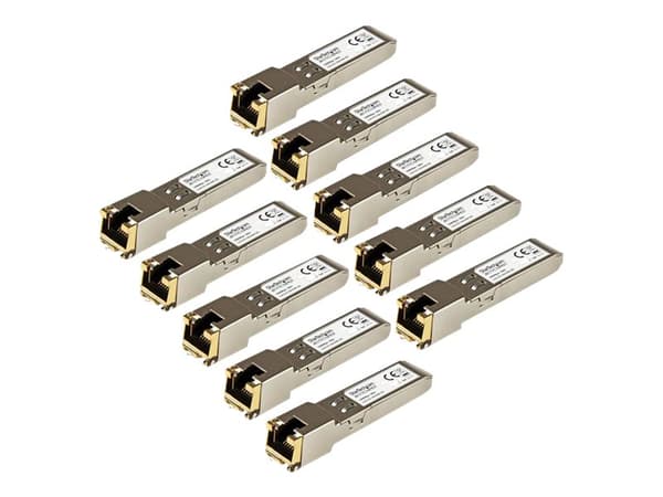 StarTech.com 10 Pack of HPE J8177C Compatible SFP Module, 1000BASE-T, SFP to RJ45 Cat6/Cat5e, 1GE Gigabit Ethernet SFP, RJ-45 (Copper) 100m, HPE 1810
