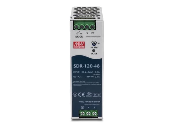 TRENDnet TI-S12048 - Strømforsyning (DIN-skinnemonterbar) - AC 100-240 V - 120 watt - aktiv PFC - TAA-samsvar - for TRENDnet TI-G160i-M, TI-PG541