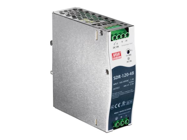 TRENDnet TI-S12048 - Strømforsyning (DIN-skinnemonterbar) - AC 100-240 V - 120 watt - aktiv PFC - TAA-samsvar - for TRENDnet TI-G160i-M, TI-PG541