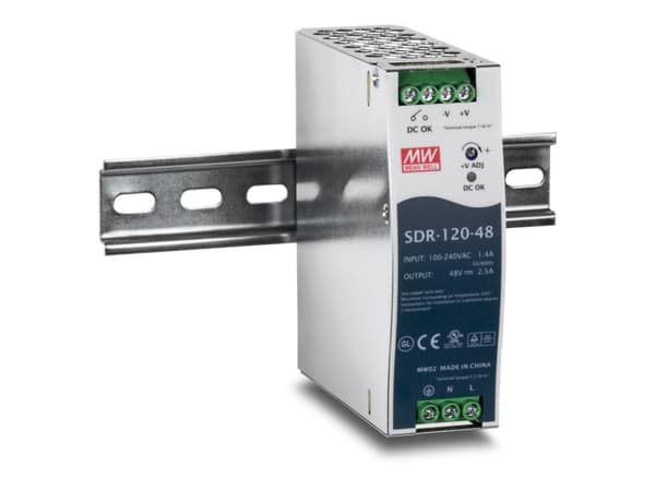 TRENDnet TI-S12048 - Strømforsyning (DIN-skinnemonterbar) - AC 100-240 V - 120 watt - aktiv PFC - TAA-samsvar - for TRENDnet TI-G160i-M, TI-PG541