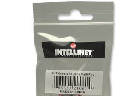 Intellinet 210614, Platt, Röd, RJ-45, Honkoppling, 22/26, Cat6