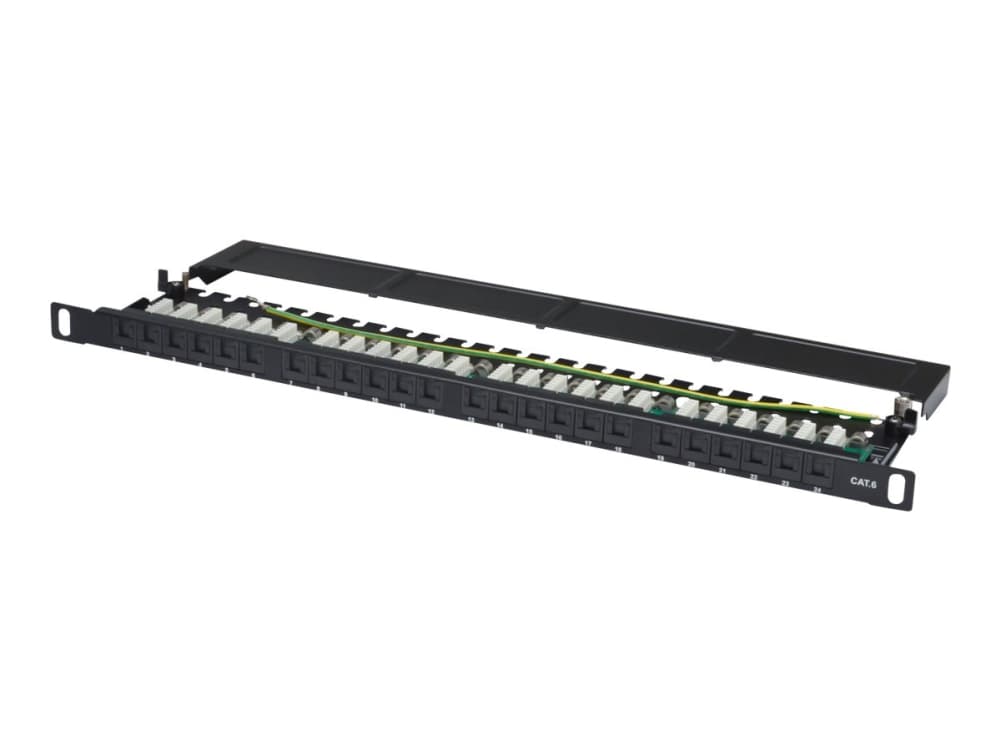 DIGITUS DN-91624U-SL-SH - Patch-panel - CAT 6 - UTP - RJ-45 X 24 - svart, RAL 9005 - 0.5U - 19"