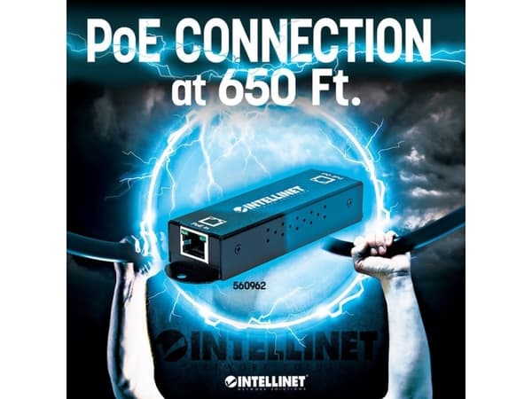 Intellinet 560962, Gigabit Ethernet, 10,100,1000 Mbit/s, IEEE 802.3, IEEE 802.3ab, IEEE 802.3af, IEEE 802.3at, IEEE 802.3u, Cat5, Cat5e, Sort, Metall