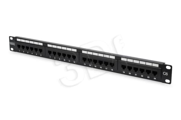 DIGITUS Professional DN-91624U - Patch-panel - CAT 6 - UTP - RJ-45 X 24 - RAL 9005, svart - 1U - 19"