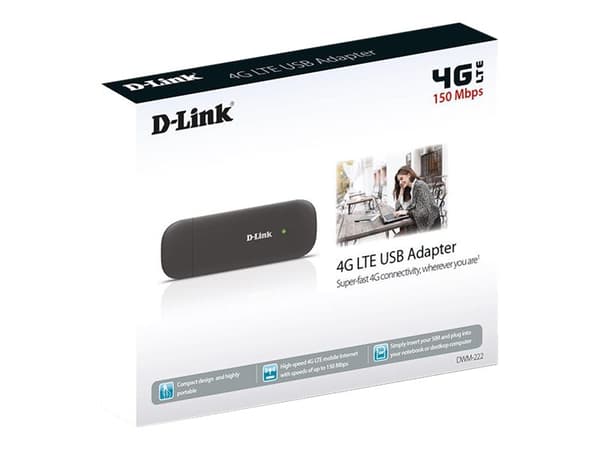D-Link DWM-222 - Trådlöst mobilmodem - 4G LTE - USB 2.0 - 150 Mbps - för P/N: DSL-X1852E/NZ
