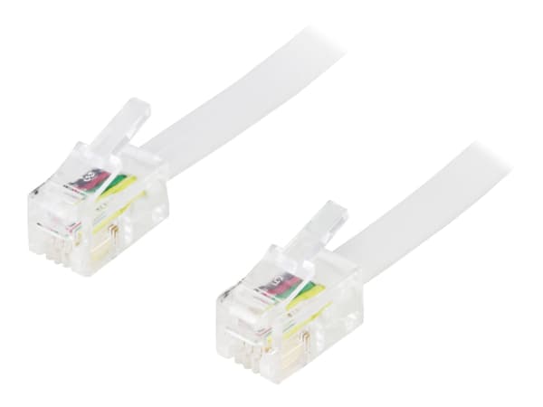 DELTACO DEL-154D - Verkkokaapeli - RJ-10 (uros) - RJ-10 (uros) - 1,5 m - valkoinen - valkoinen