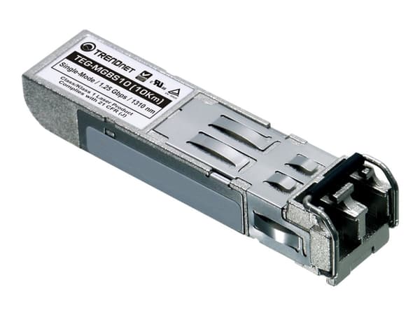 TRENDnet TEG MGBS10 - SFP-sändar/mottagarmodul (mini-GBIC) - 1GbE - 1000Base-LX - LC enkelläge - upp till 10 km - 1310 nm - TAA-kompatibel
