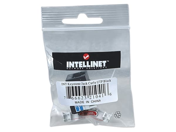 Intellinet 210416, Flad, Sort, RJ-45, Hunstik, 22/26, Cat5e