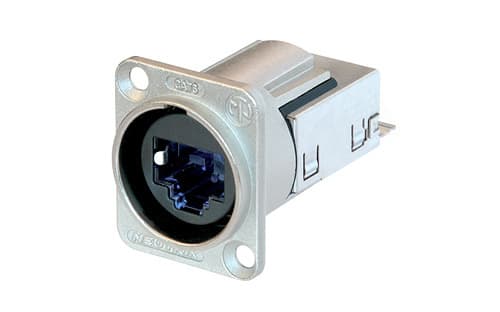 Neutrik NE8FDY-C6, RJ45, Sort, Sølv, Nickel, Polykarbonat, Rustfritt stål, Zink, Cat6, Nikkel/gull, IP65