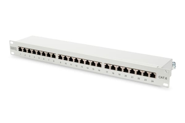 DIGITUS Professional DN-91624S-EC - Patch-panel - CAT 6 - RJ-45 X 24 - svart, RAL 9005 - 1U - 19"