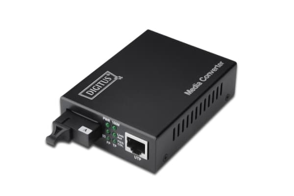 DIGITUS Professional DN-82122 - Fibermediekonverterare - GigE - 10Base-T, 1000Base-LX, 100Base-TX, 1000Base-T - RJ-45 / SC enkelläge - upp till 20 km