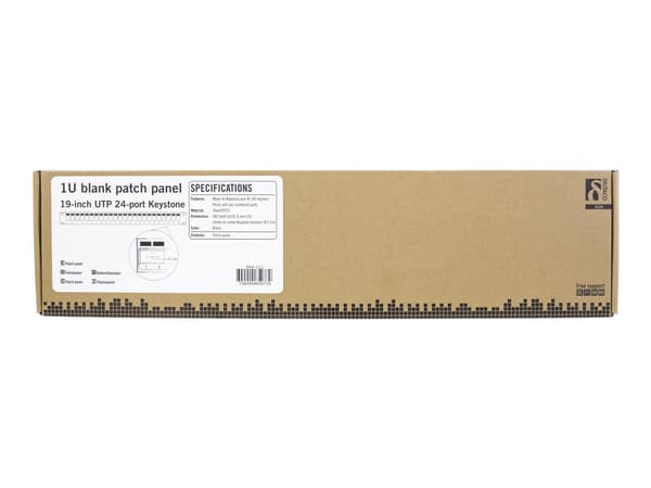 DELTACO PAN-113 - Koblingspanel - rackmonterbar - svart - 1U - 19" - 24 porter