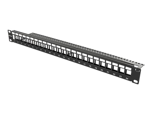 DELTACO PAN-113 - Koblingspanel - rackmonterbar - svart - 1U - 19" - 24 porter Sort