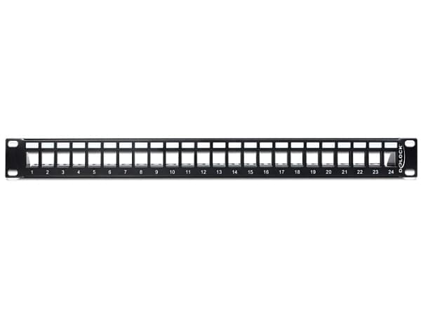 Delock Keystone Patch Panel - Patch-panel - svart - 1U - 19" - 24 portar
