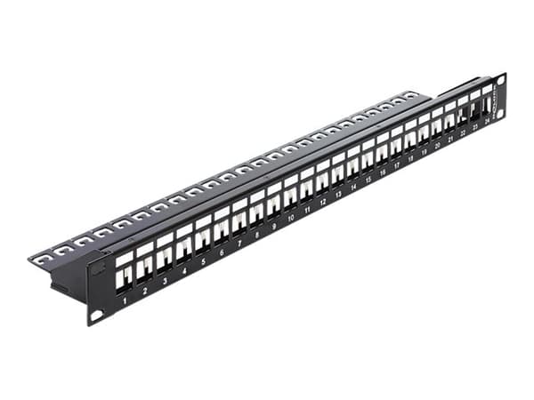 Delock Keystone Patch Panel - Patch-panel - svart - 1U - 19" - 24 portar