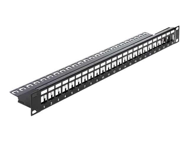 Delock Keystone Patch Panel - Patch-panel - svart - 1U - 19" - 24 portar