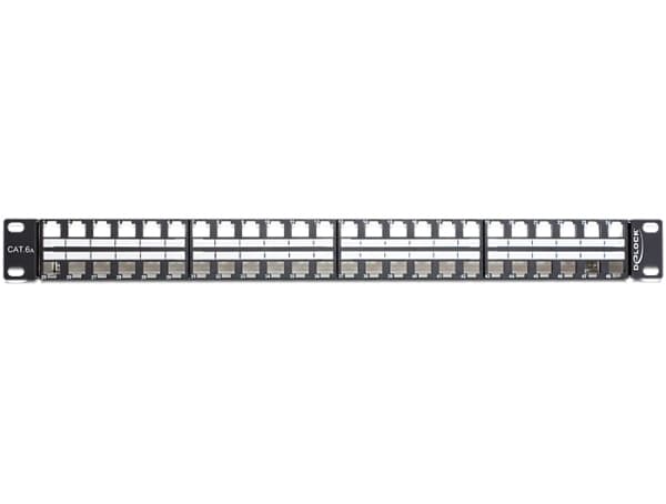 Delock Keystone Patch Panel - Koblingspanel - svart - 1U - 19" - 48 porter