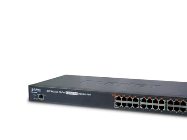 PLANET POE-1200G - Strömtillförsel (kan monteras i rack) - AC 100-240 V - 190 Watt - Ethernet 10/100 - utgångskontakter: 12 - 1U - 19"