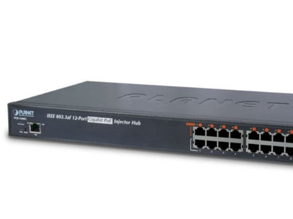 PLANET POE-1200G - Strömtillförsel (kan monteras i rack) - AC 100-240 V - 190 Watt - Ethernet 10/100 - utgångskontakter: 12 - 1U - 19"