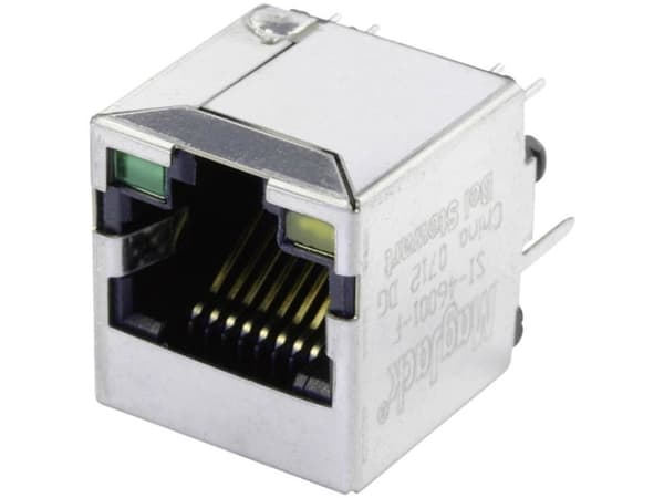 BEL Stewart Connectors SI-46001-F MagJack 10 / 100Base-TX vertikal 4 transformator med lysdioder SI-46001-F Connector, flush mount vertical 10 Base-T