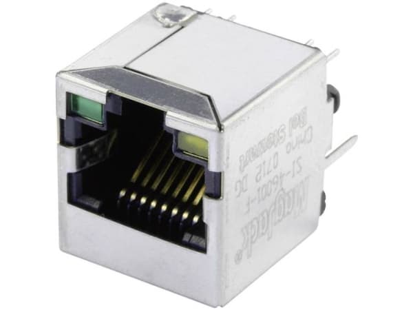 BEL Stewart Connectors SI-46001-F MagJack 10 / 100Base-TX vertikal 4 transformator med lysdioder SI-46001-F Connector, flush mount vertical 10 Base-T