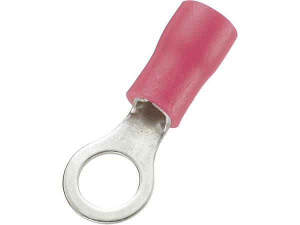 TRU COMPONENTS 746048 Rengasmainen kaapelinsokka Poikkileikkaus (max.)=1,50 mm² Reiän halkaisija =4,3 mm Osittain eristetty Punainen 100 kpl